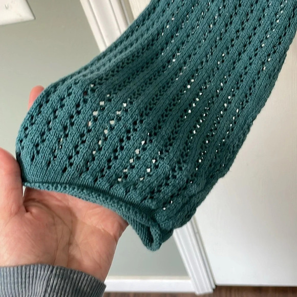 BDG Urban Outfitters Cable Knit 100% Cotton Turquoise Sweater Oversized Small - Picture 3 of 6